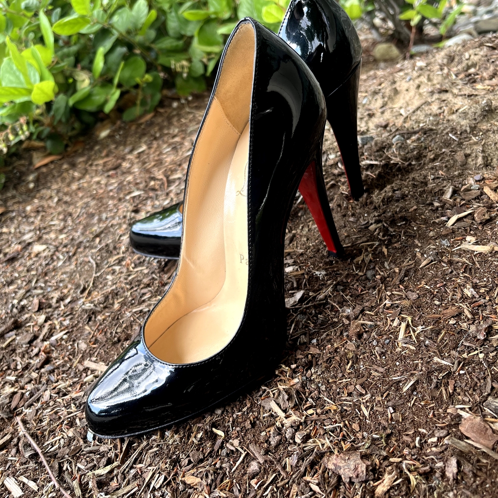 Christian Louboutin Glossy Black Heels with Red Soles